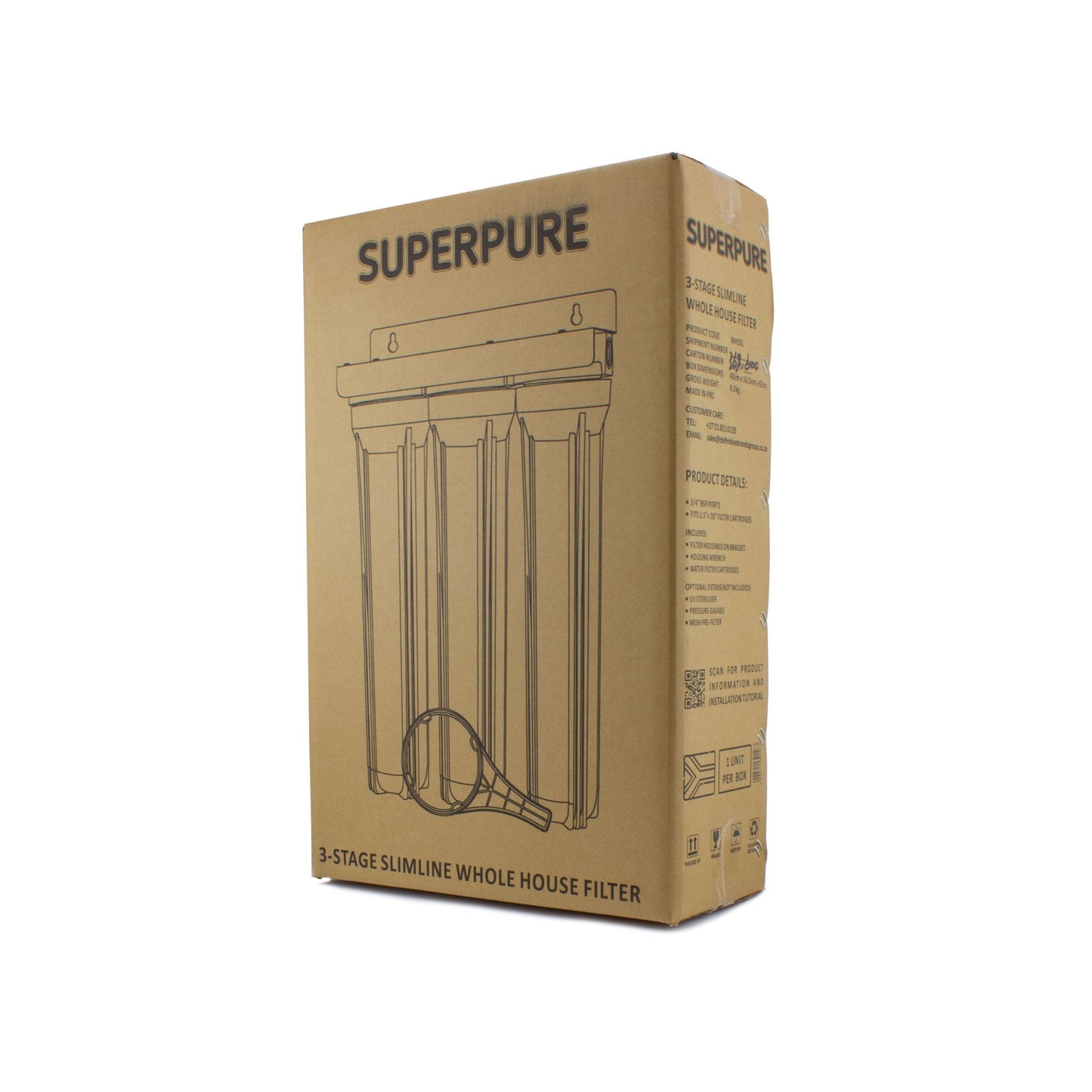 SUPERPURE 3-Stage Whole House Filter (Slimline) on Wall Bracket - Open Box Deal