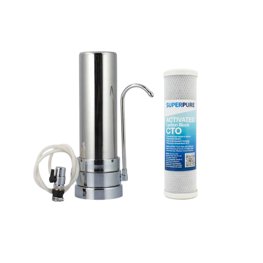 SUPERPURE Stainless Steel Counter-Top Unit with Carbon Block Filter