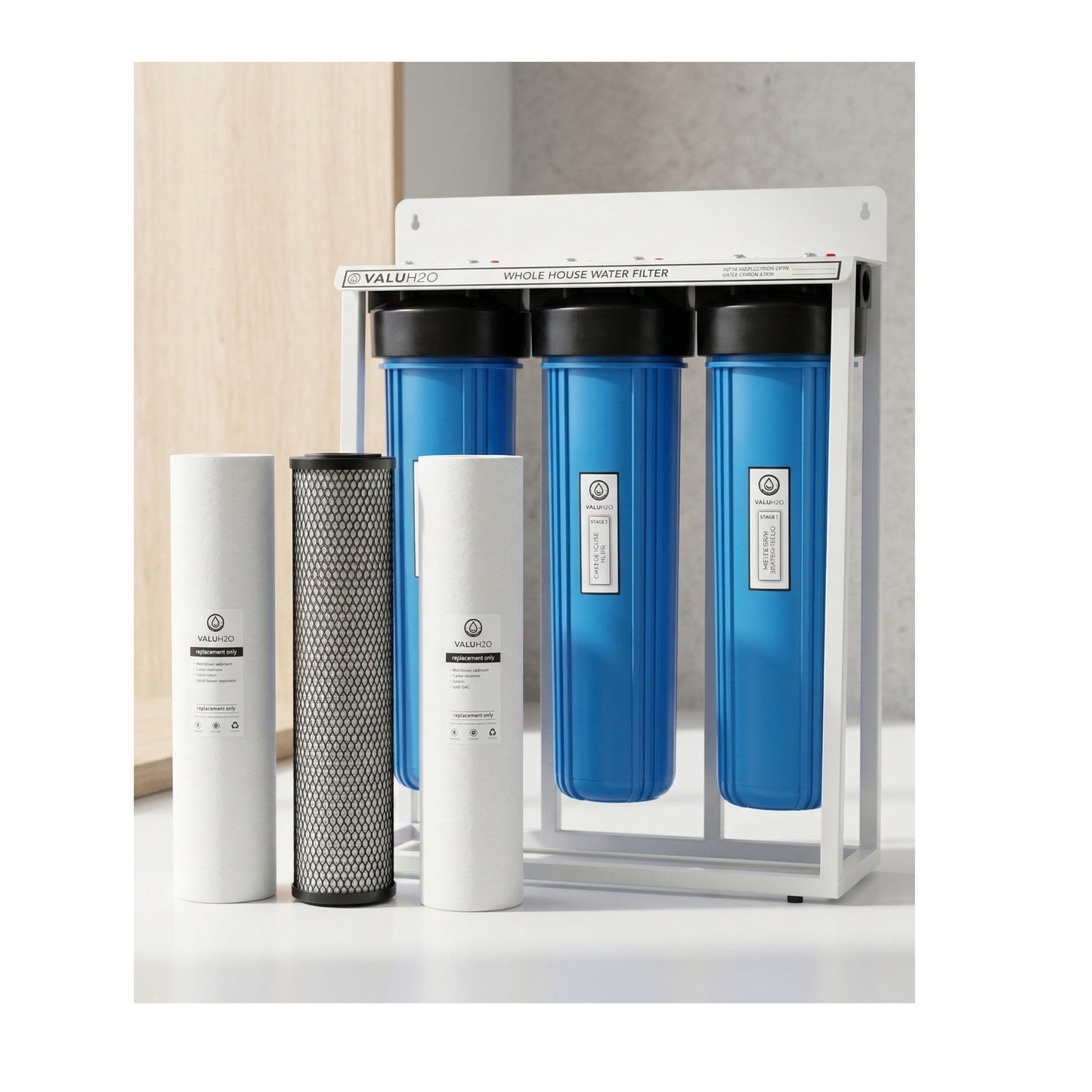 VALUH2O 3-Stage Whole House Water Filtration System on Stand