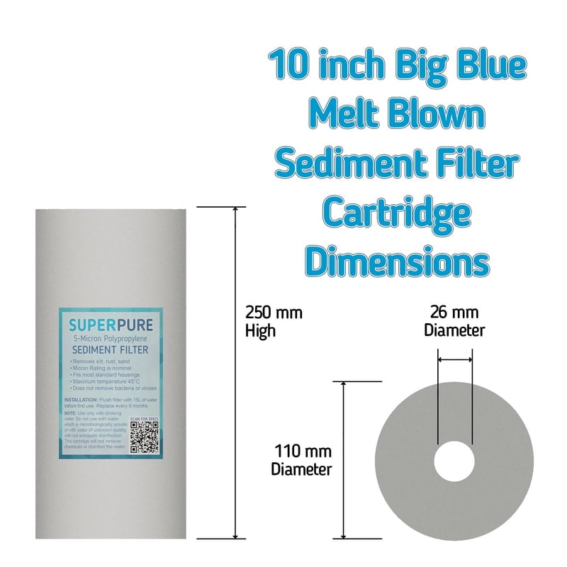 SUPERPURE 10 inch Big Blue Melt Blown Sediment Filter - 1 Micron