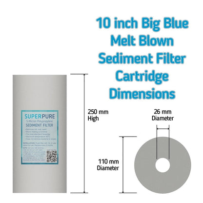 SUPERPURE 10 inch Big Blue Melt Blown Sediment Filter - 1 Micron