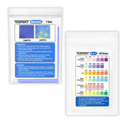 TESPERT 19-Parameter Water Test Kit — 102-Piece Set (100 Strips + 2 Bacteria Tests)