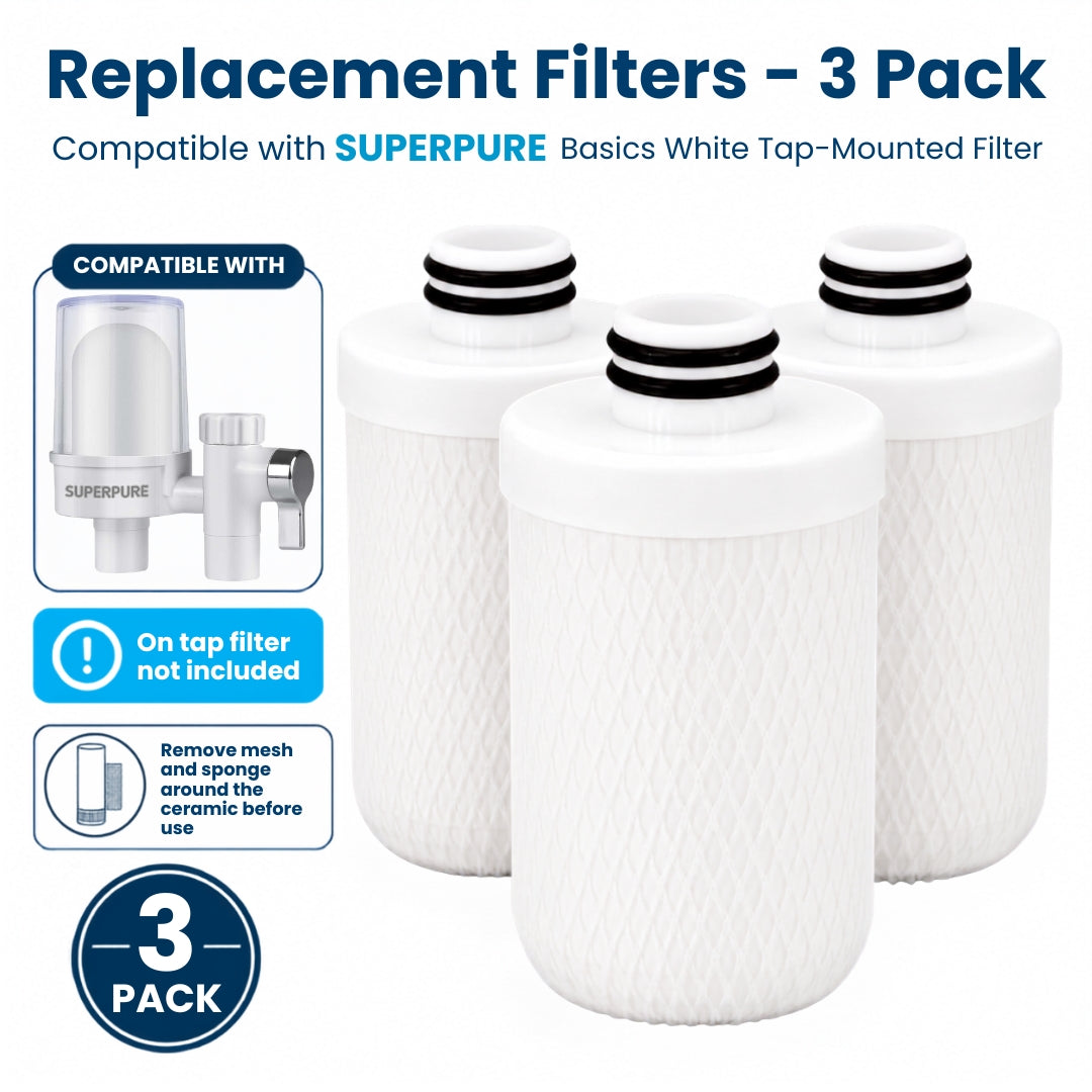 SUPERPURE Basics White Tap-Mounted Filter - Replacement Cartridges (3Pack)