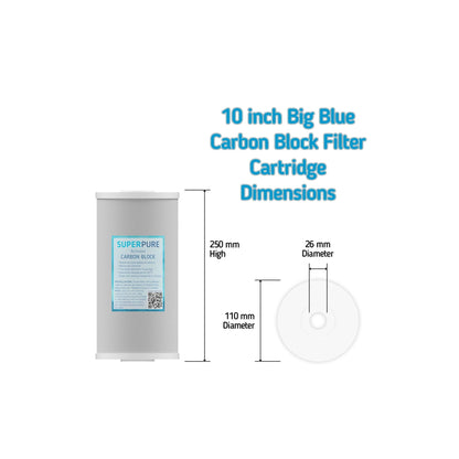 SUPERPURE 10 inch Big Blue Carbon Block Water Filter Replacement Cartridge