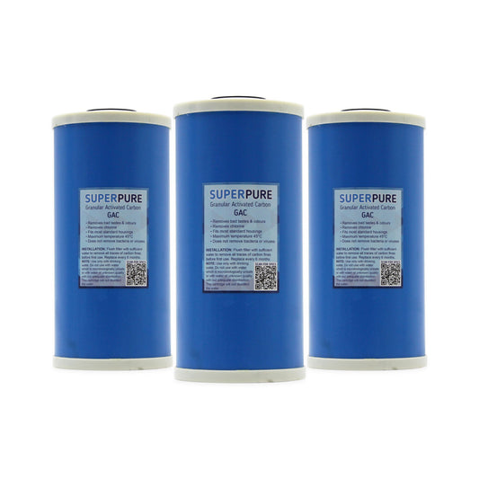 SUPERPURE 10inch Big Blue Granular Activated Carbon Water Filter Replacement Cartridge (3 Pack)