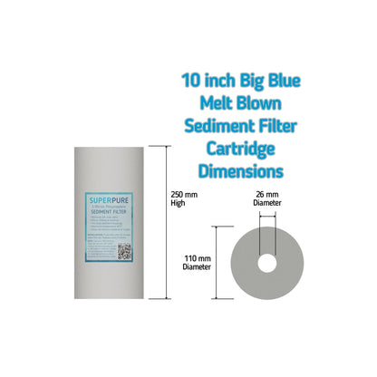 SUPERPURE 10 inch Big Blue Melt Blown Sediment Filter - 10 Micron
