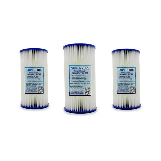 SUPERPURE 10 inch Big Blue Pleated Sediment Filter - 5 Micron (3Pack)