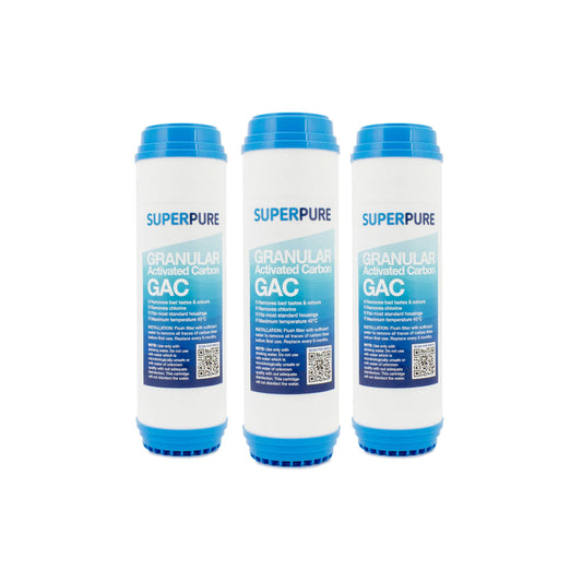 SUPERPURE 10 inch Granular Activated Carbon Water Filter Replacement Cartridge (3 Pack)