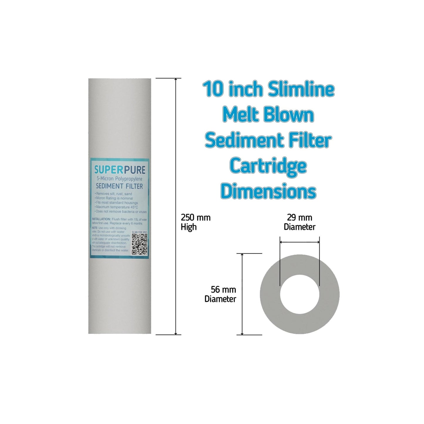 SUPERPURE 10 inch Melt Blown Sediment Filter - 1 Micron