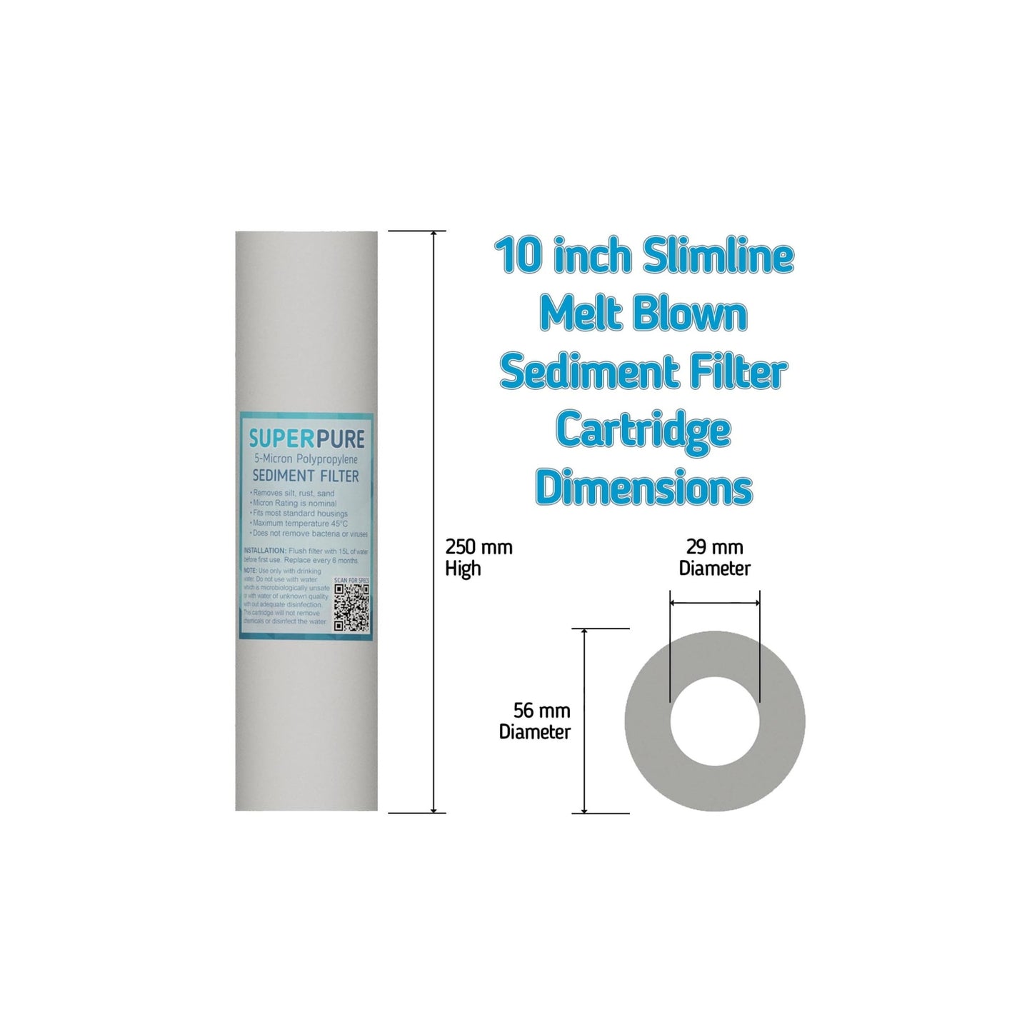 MBS10M5X3 - SUPERPURE 10 inch Melt Blown Sediment Filter - 5 Micron (3 Pack)