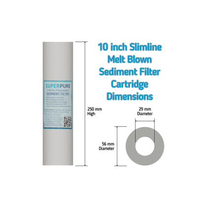 SUPERPURE 10 inch Melt Blown Sediment Filter - 5 Micron (5 Pack)