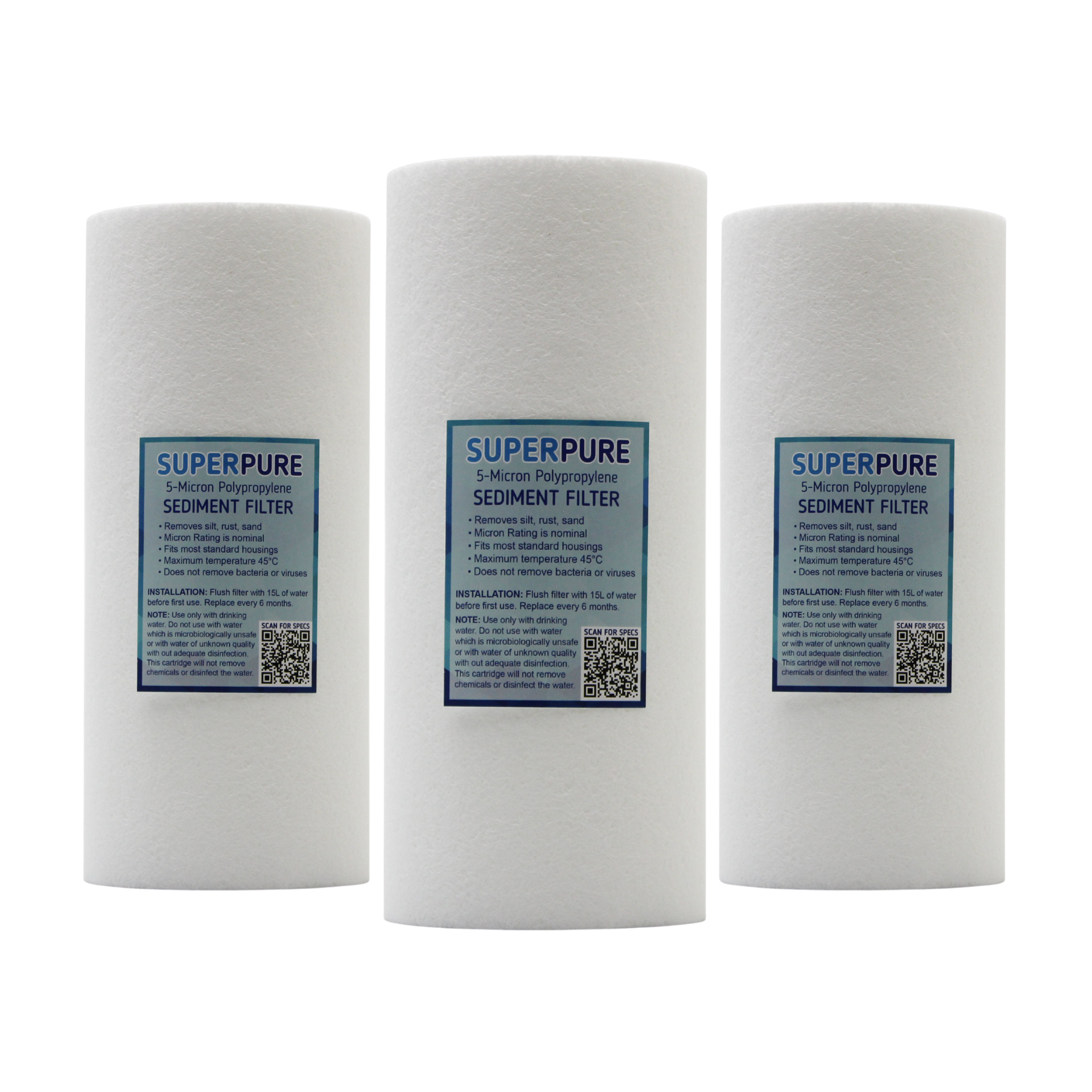 SUPERPURE 10inch Big Blue 5 Micron Filter 3 Pack – The Water Filter Factory