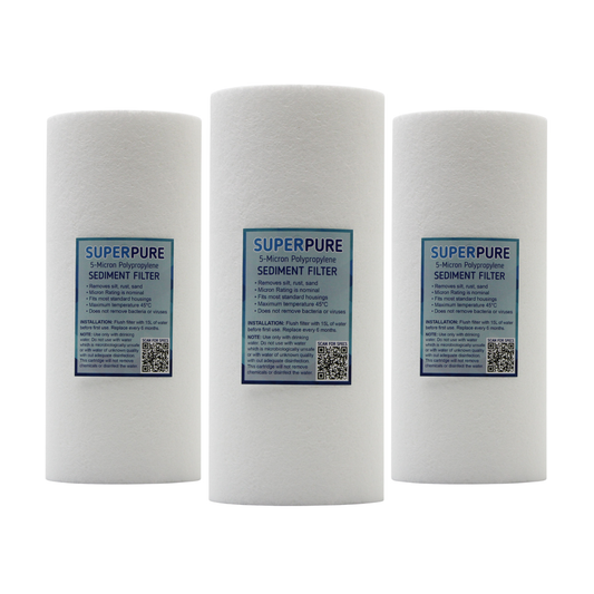 SUPERPURE 10 inch Big Blue Melt Blown Sediment Filter - 5 Micron (3 Pack)