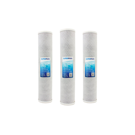SUPERPURE 20 inch Big Blue Carbon Block Water Filter Replacement Cartridge (3 Pack)