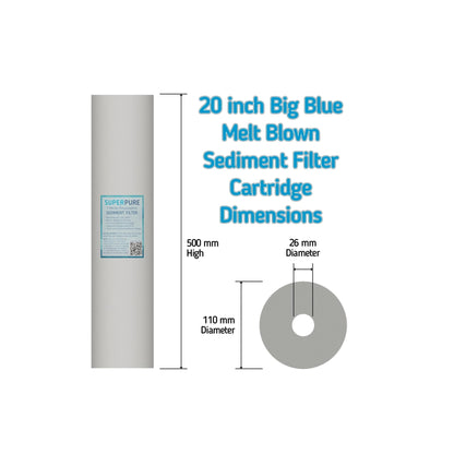 SUPERPURE 20 inch Big Blue Melt Blown Sediment Filter - 20 Micron