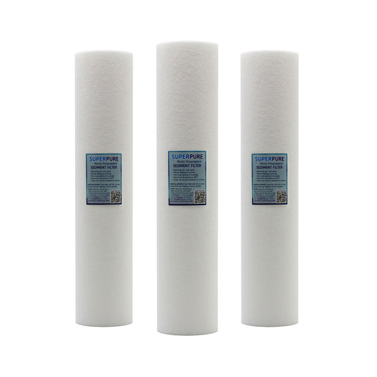 SUPERPURE 20 inch Big Blue Melt Blown Sediment Filter - 5 Micron (3 Pack)