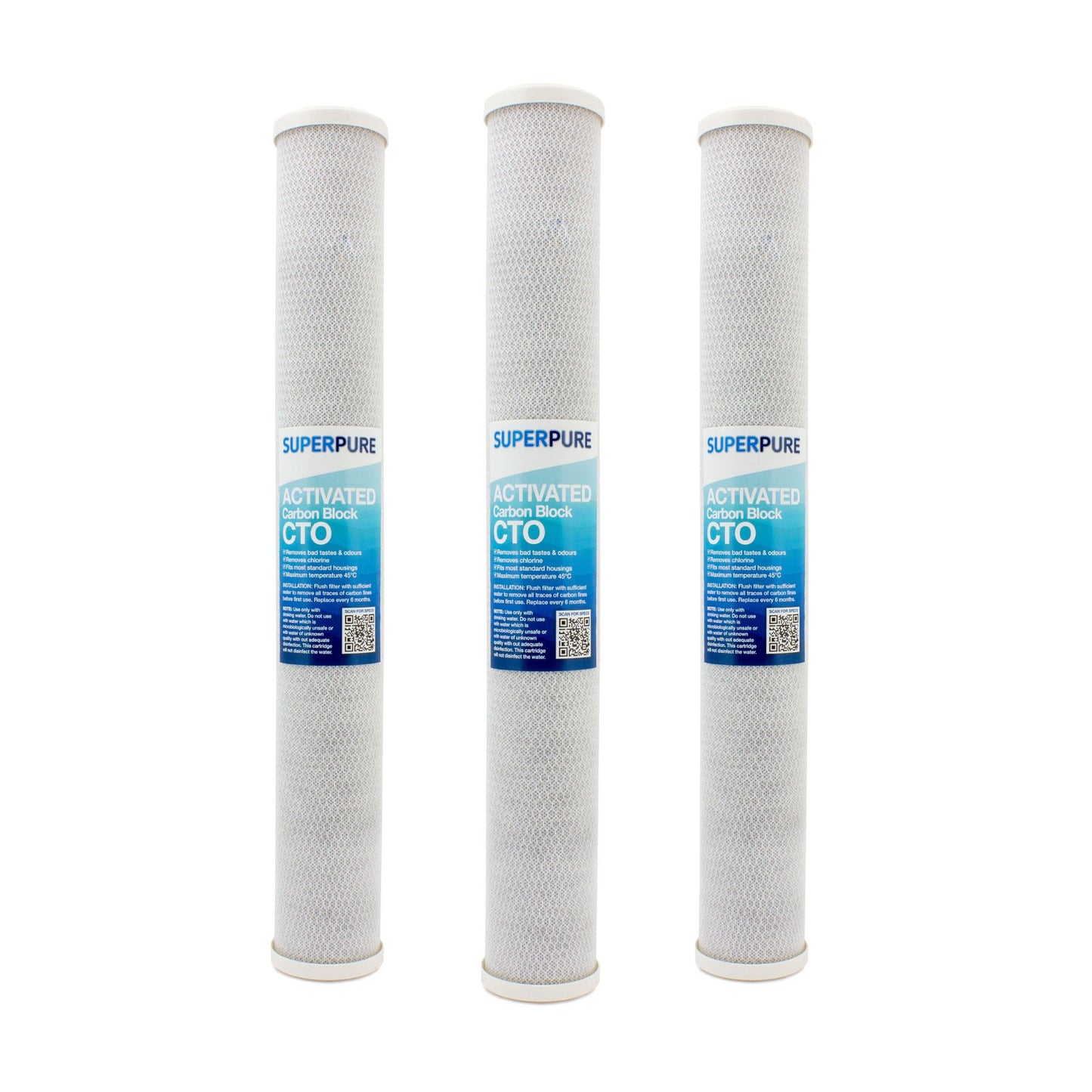 SUPERPURE 20inch Carbon Block Water Filter Replacement Cartridge (3 Pack)