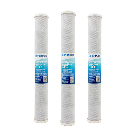 SUPERPURE 20inch Carbon Block Water Filter Replacement Cartridge (3 Pack)