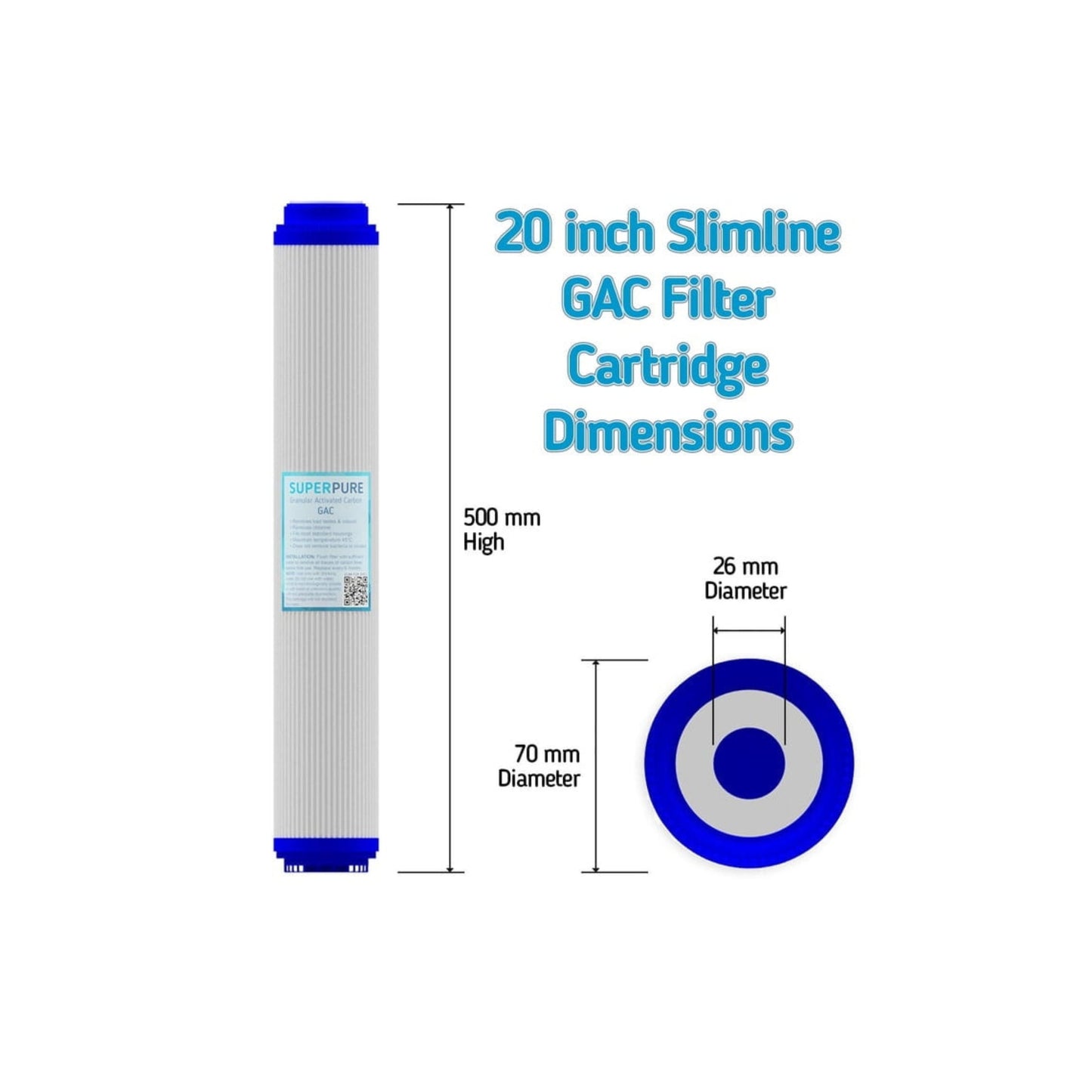 SUPERPURE 20 inch GAC Water Filter Replacement Cartridge