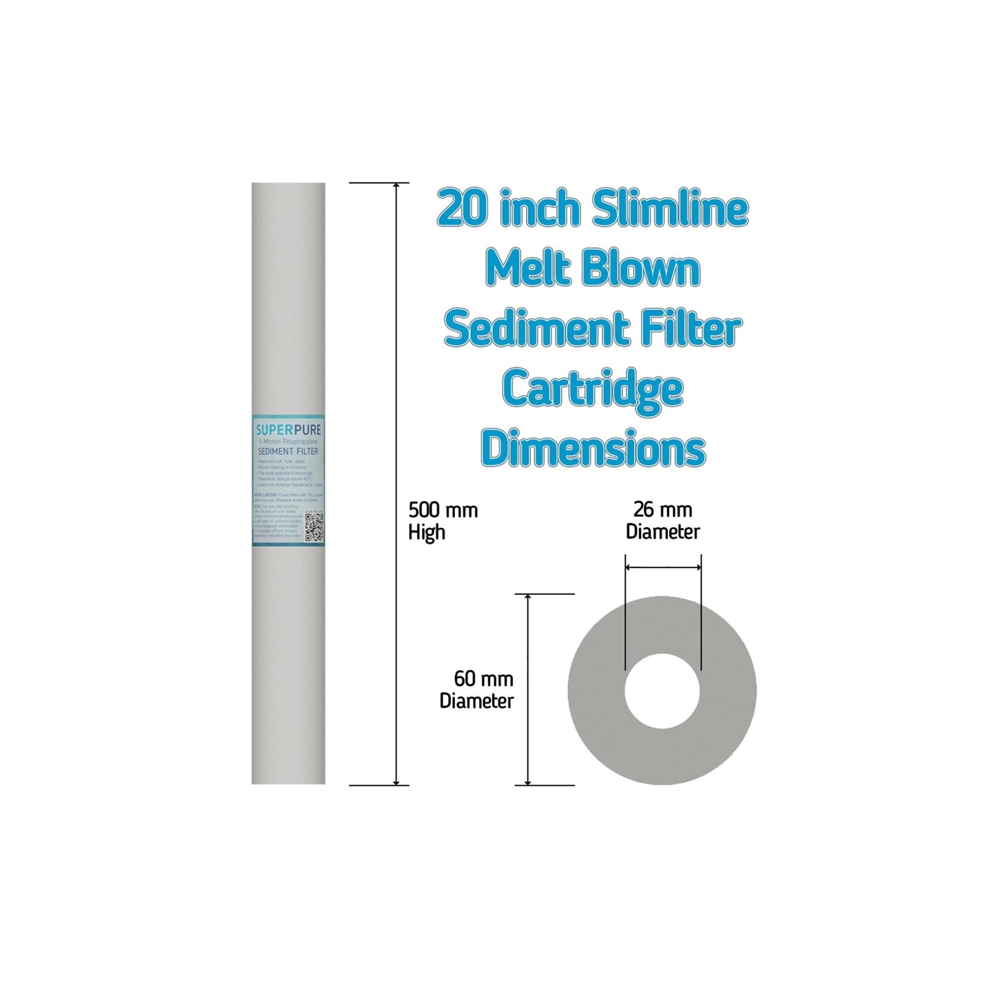 SUPERPURE 20 inch Melt Blown Sediment Filter - 20 Micron