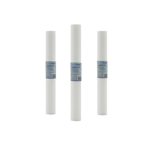 SUPERPURE 20 inch Melt Blown Sediment Filter - 5 Micron (3 Pack)