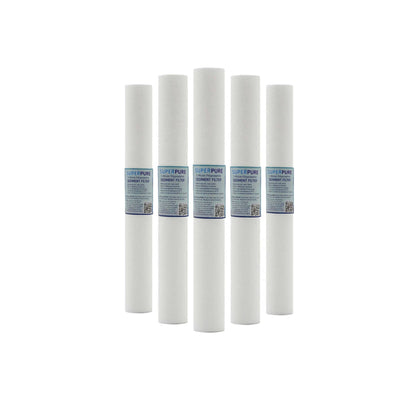 SUPERPURE 20 inch Melt Blown Sediment Filter - 5 Micron (5 Pack)