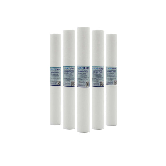 SUPERPURE 20 inch Melt Blown Sediment Filter - 5 Micron (5 Pack)