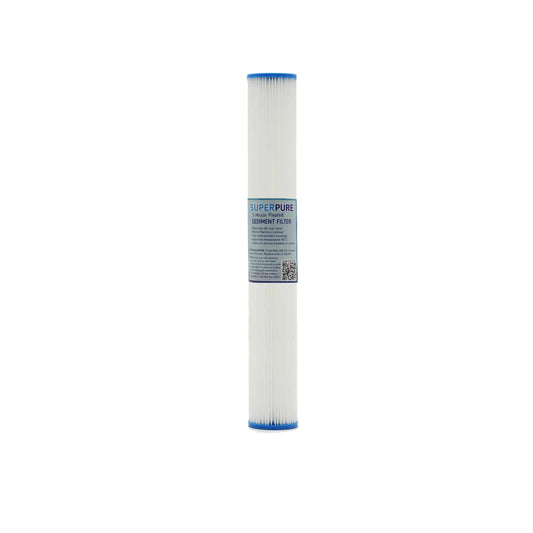 SUPERPURE 20 inch Pleated Sediment Water Filter Replacement Cartridge - 10 Micron