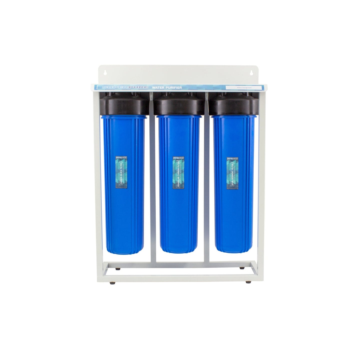 SUPERPURE 3-Stage Big Blue Whole House Water Filter System with 4 Pin UV Steriliser 55W 45L/Min with 1 inch Ports