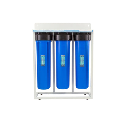SUPERPURE 3-Stage Big Blue Whole House Water Filter System with 4 Pin UV Steriliser 55W 45L/Min with 1 inch Ports