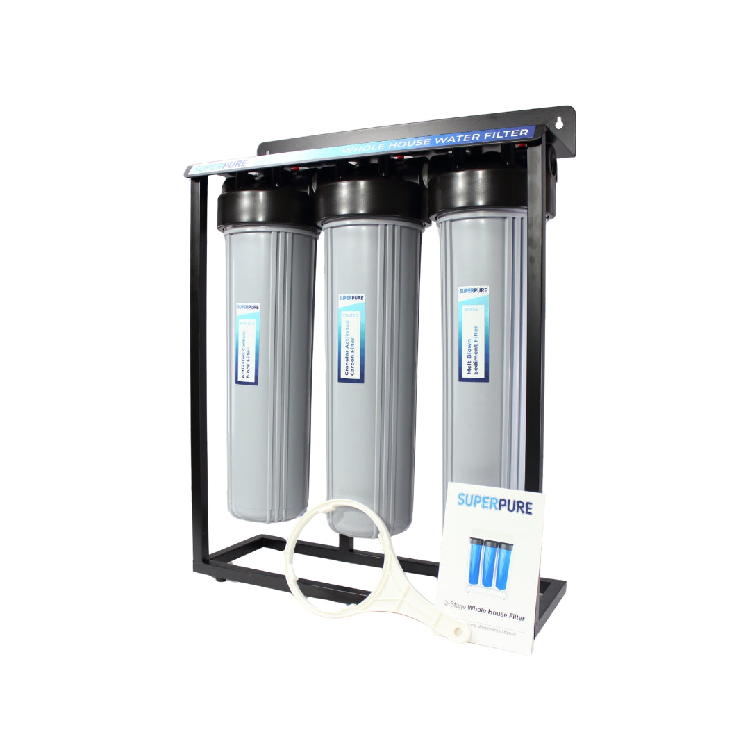 SUPERPURE 3-Stage Whole House Water Filtration System on Stand Grey