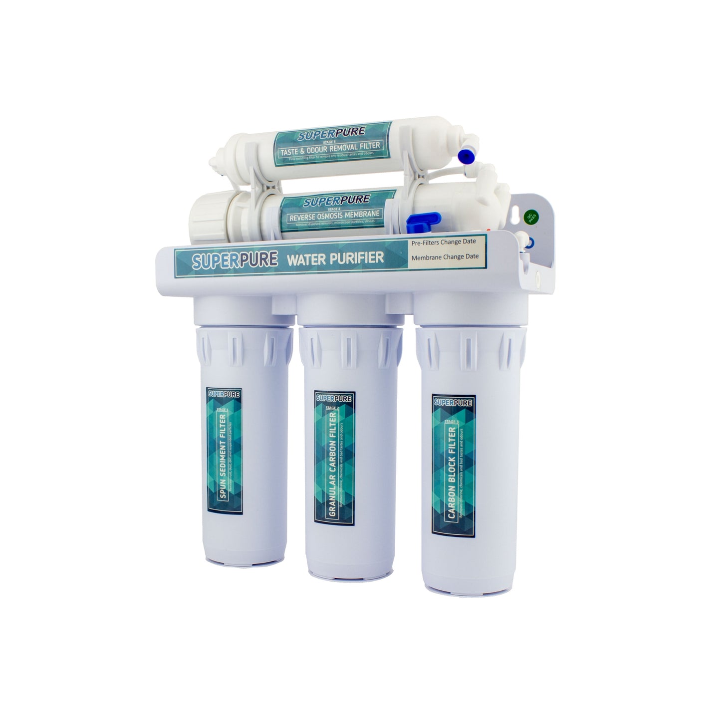 SUPERPURE 50GPD Reverse Osmosis Filtration System - No Booster Pump