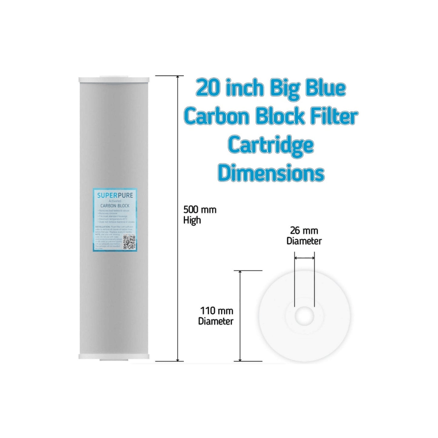 SUPERPURE 3-Stage Big Blue Whole House Water Filter System with 4 Pin UV Steriliser 55W 45L/Min with 1 inch Ports