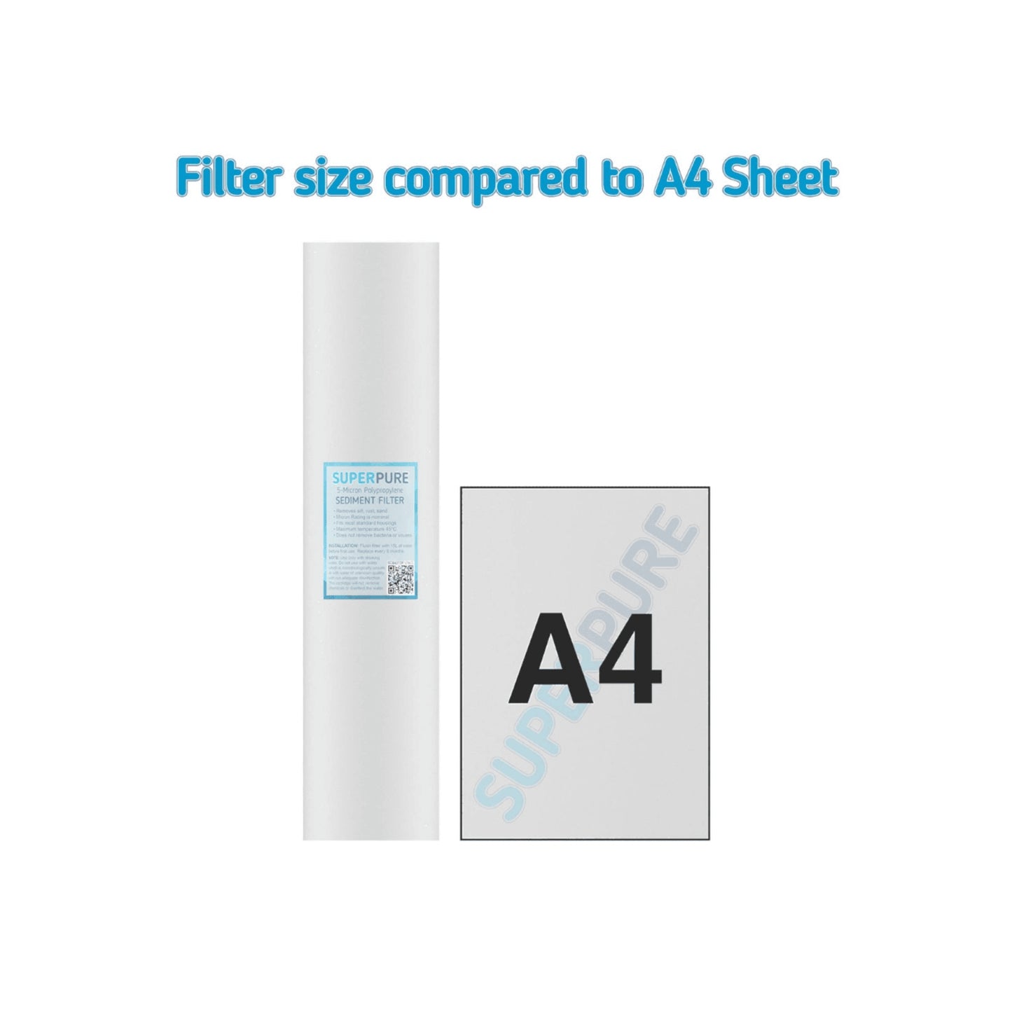 SUPERPURE 3-Stage Big Blue Whole House Water Filter System with 4 Pin UV Steriliser 55W 45L/Min with 1 inch Ports