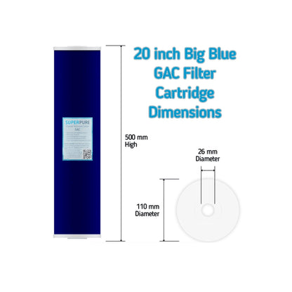 SUPERPURE 3-Stage Big Blue Whole House Water Filter System with 4 Pin UV Steriliser 55W 45L/Min with 1 inch Ports
