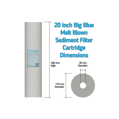 SUPERPURE 3-Stage Big Blue Whole House Water Filter System with 4 Pin UV Steriliser 55W 45L/Min with 1 inch Ports