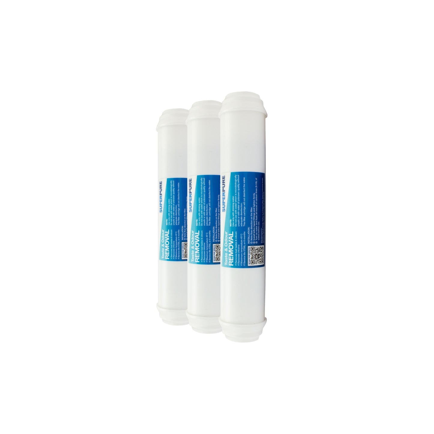 SUPERPURE Inline Taste & Odour Water Filter Replacement Cartridge - 3 Pack