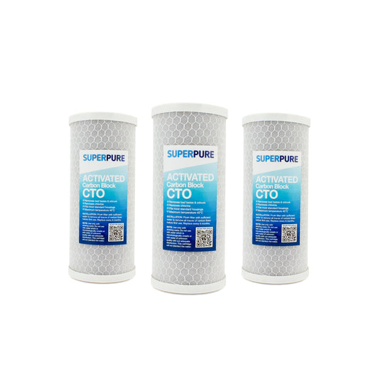 SUPERPURE 10 inch Big Blue Carbon Block Water Filter Replacement Cartridge (3 Pack)