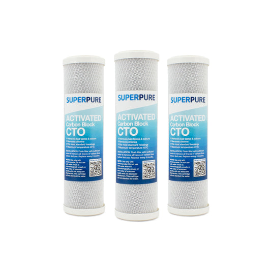 SUPERPURE 10 inch Carbon Block Water Filter Replacement Cartridge (3-Pack)