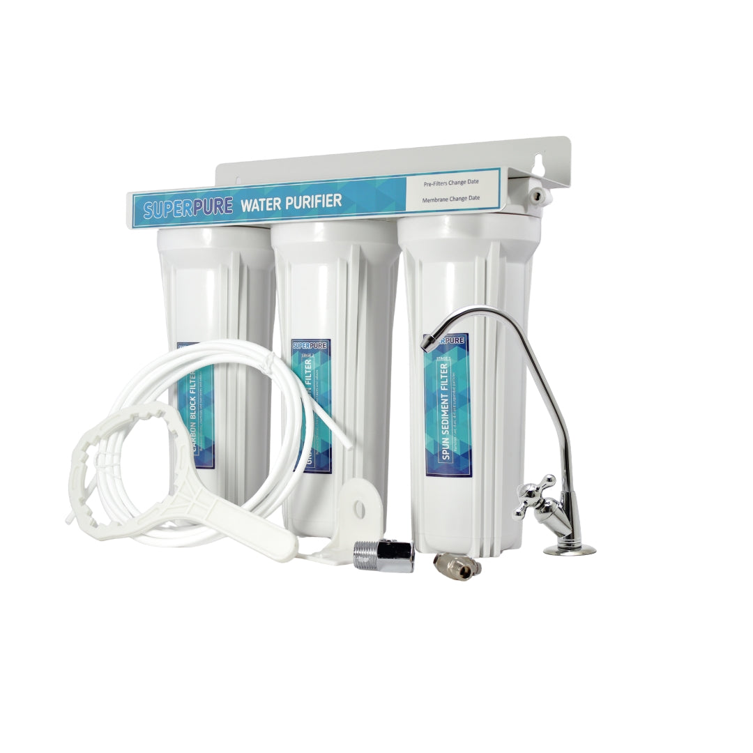 SUPERPURE 3-Stage Under Counter Unit with Granular Activated Carbon & Carbon Block