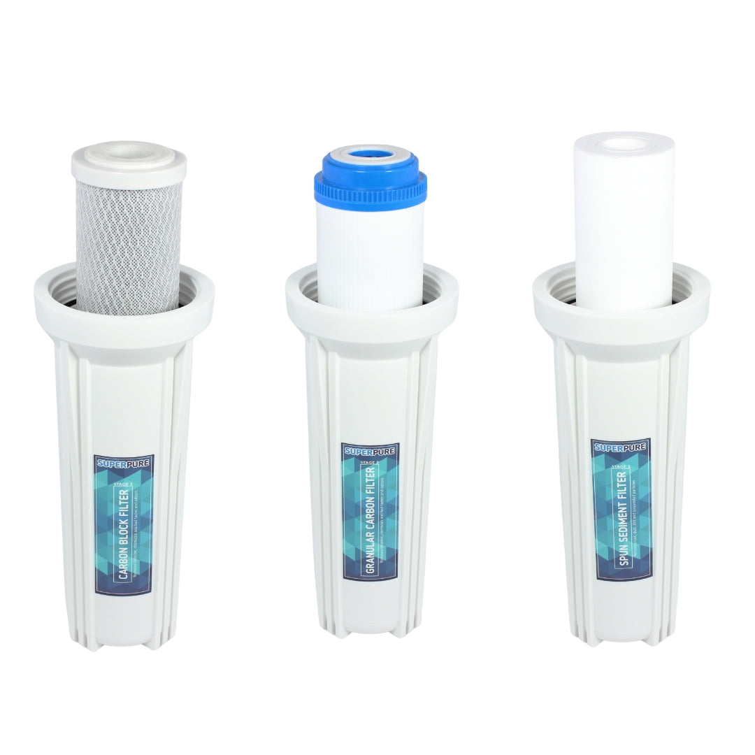 SUPERPURE 3-Stage Under Counter Unit with Granular Activated Carbon & Carbon Block