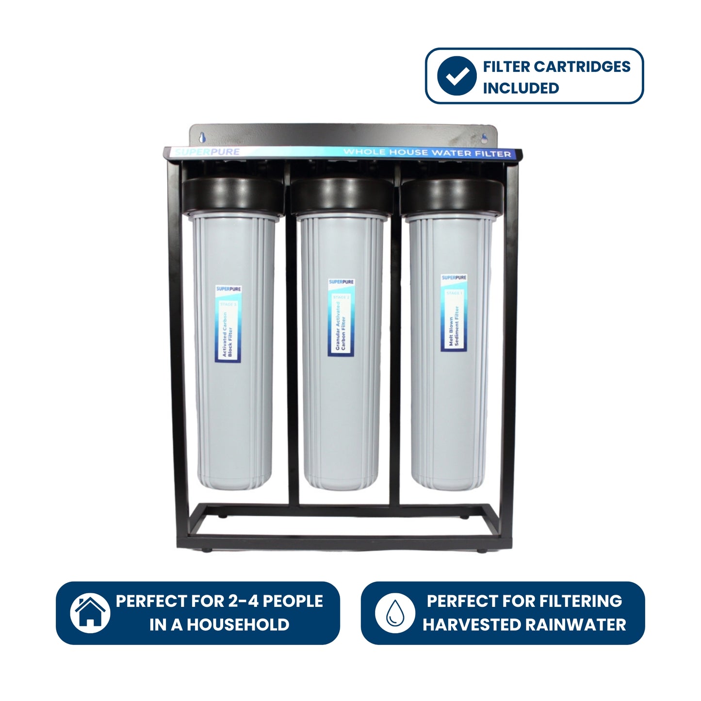 SUPERPURE 3-Stage Whole House Water Filtration System on Stand Grey