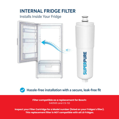 SUPERPURE Internal Fridge Filter Compatible With Bosch - 640565