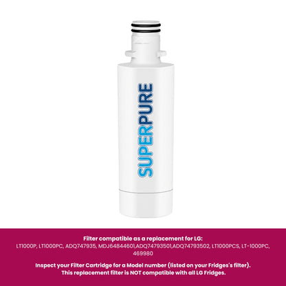 SUPERPURE Internal Fridge Filter Compatible With LG - LT1000P