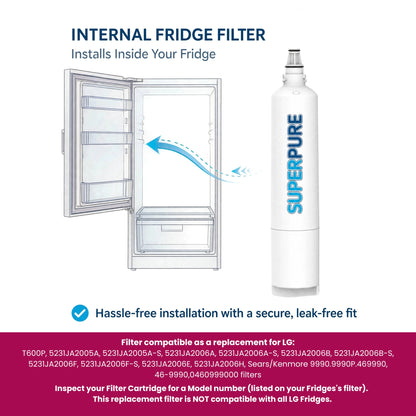 SUPERPURE Internal Fridge Filter Compatible With LG - LT600P