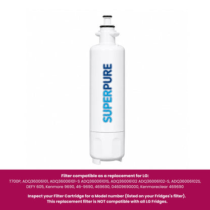 SUPERPURE Internal Fridge Filter Compatible With LG - LT700P