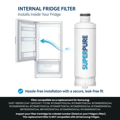 SUPERPURE Internal Fridge Filter Compatible With Samsung - DA97-17376B