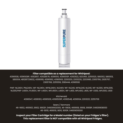 SUPERPURE Internal Fridge Filter Compatible With Whirlpool-4396508