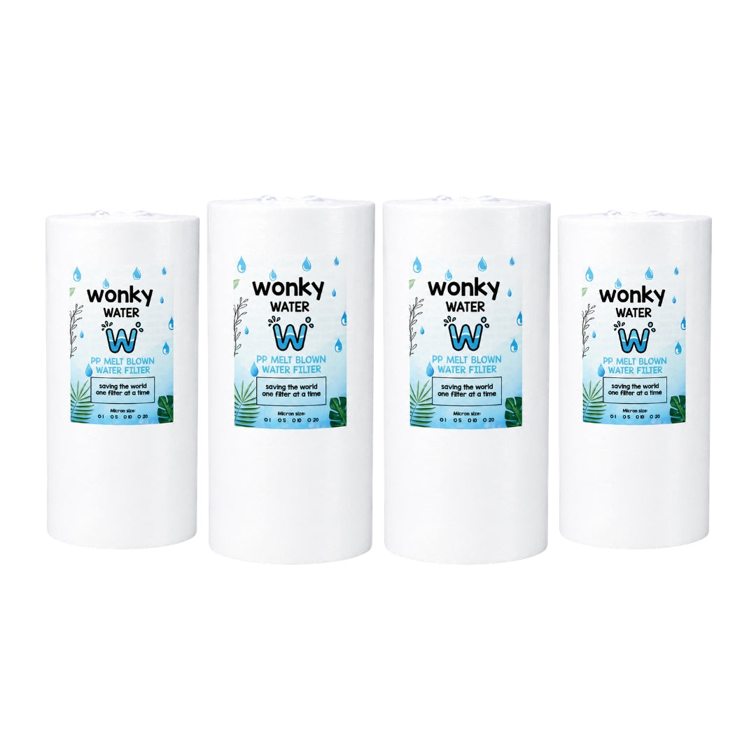 Wonky Water Filter – 10 inch Big Blue Sediment Replacement Filter (4 Pack) | Budget Pre-Filter for Dirty, Rusty or High Sediment Water