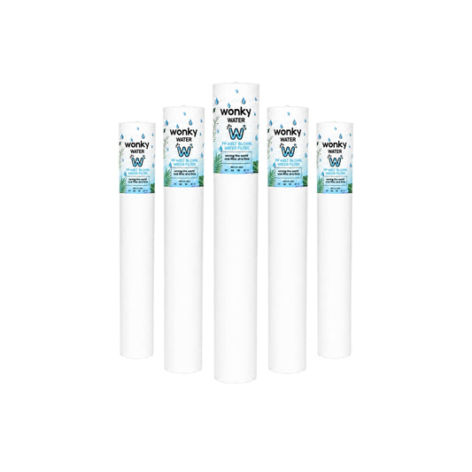 Wonky Water Filter – 20 inch Slimline Sediment Replacement Filter (5 Pack) | Budget Pre-Filter for Dirty, Rusty or High Sediment Water